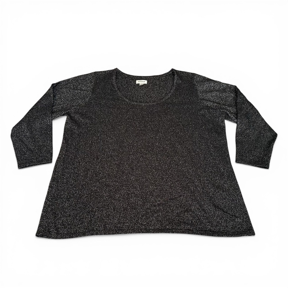 Avenue Plus size 22 24 Black Sweater Silver Metallic Accent Thread R $69